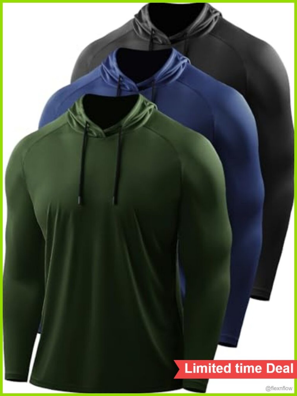 Men's UPF 50+ Long Sleeve Fishing Shirt Hoodie, Dry Fit Athletic Pullover